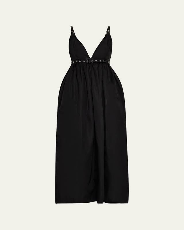 Sleeveless Plunge Empire Midi Dress